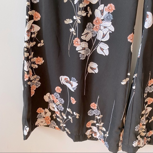 Frank Lyman floral black wide leg flare pant size 14 - Picture 6 of 15